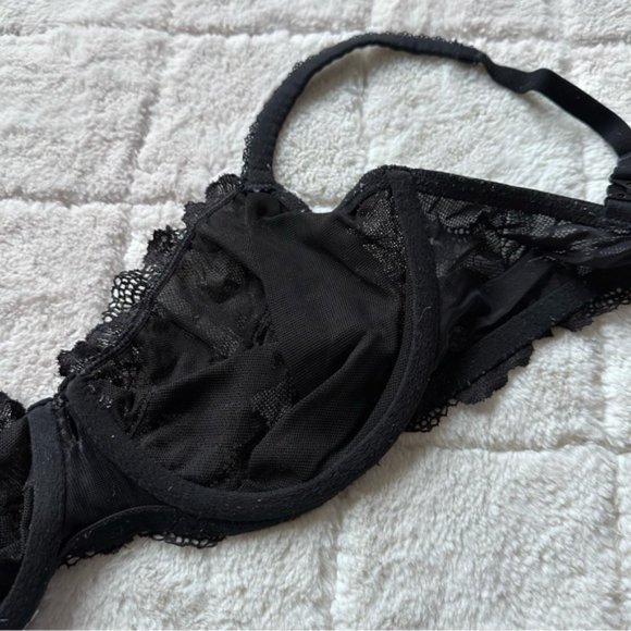 Victoria's Secret | Body By Victoria Black Lace "Unlined Demi" | Size 32DDD - Picture 10 of 13